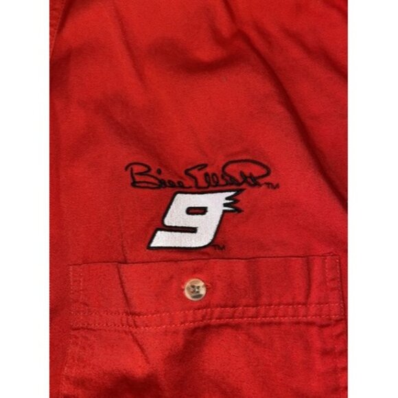 Vintage Competitors View #9 Bill Elliott Mens Red Button Front Shirt Size XL - Picture 2 of 3